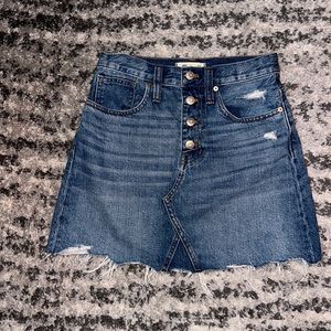 Madewell rigid denim a-line skirt